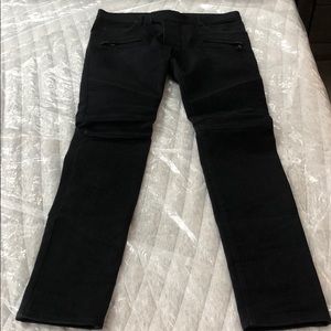Balmain Raw Denim Biker Jeans